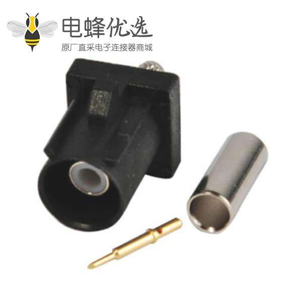 汽车连接器 Fakra母头A型黑色压接接线RG174 RG316车载音响收音机用连接器