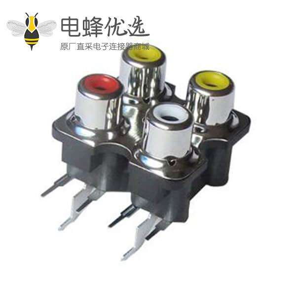 2×2RCA音频接口AV音频90度焊板