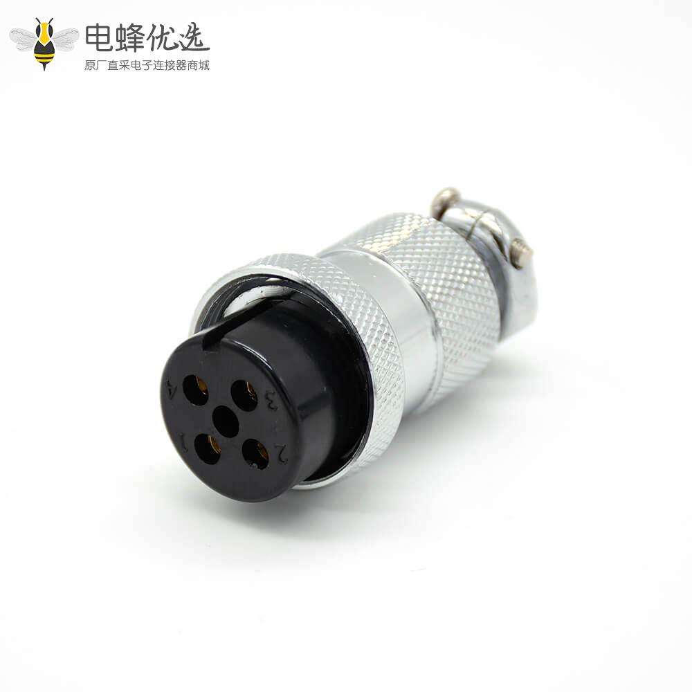 GX20 4芯母插头转公插座常规款直式法卡兰安装焊线