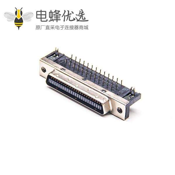SCSI 插座HPCN型50芯母头弯式连接器插孔式PCB板安装