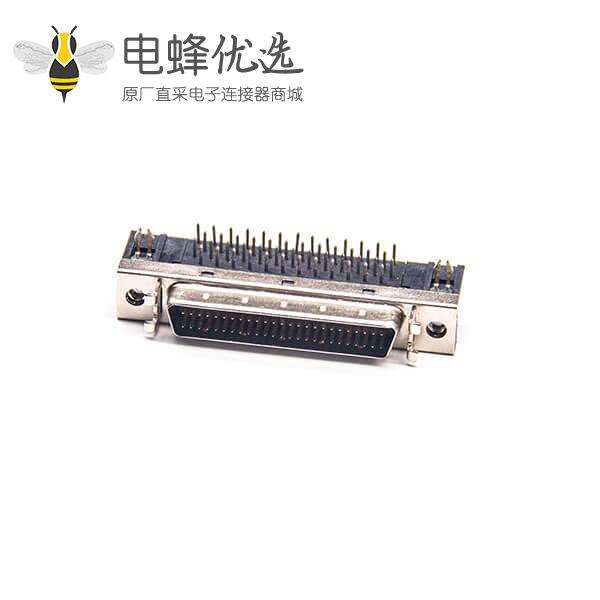 SCSI连接器HPDB型50芯弯式插板母头插孔式PCB板安装