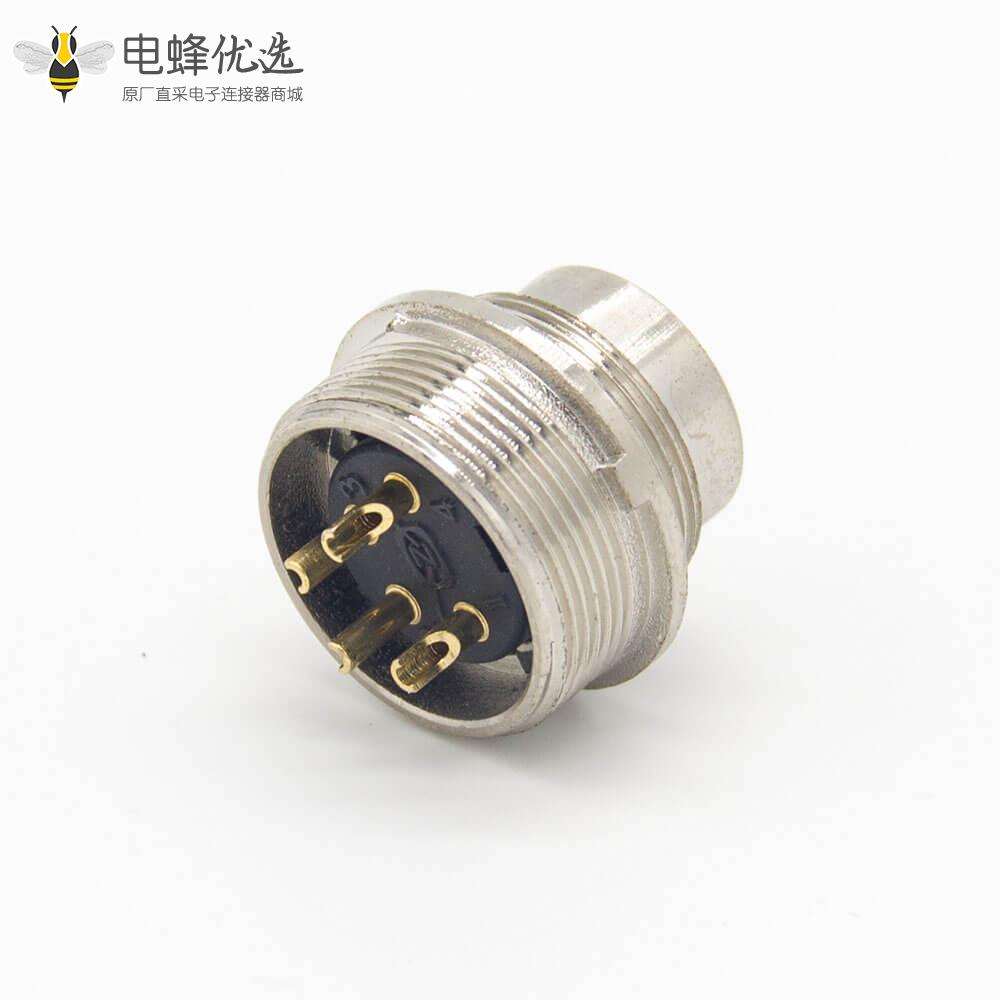 m16 4芯连接器直式公插座焊杯接线