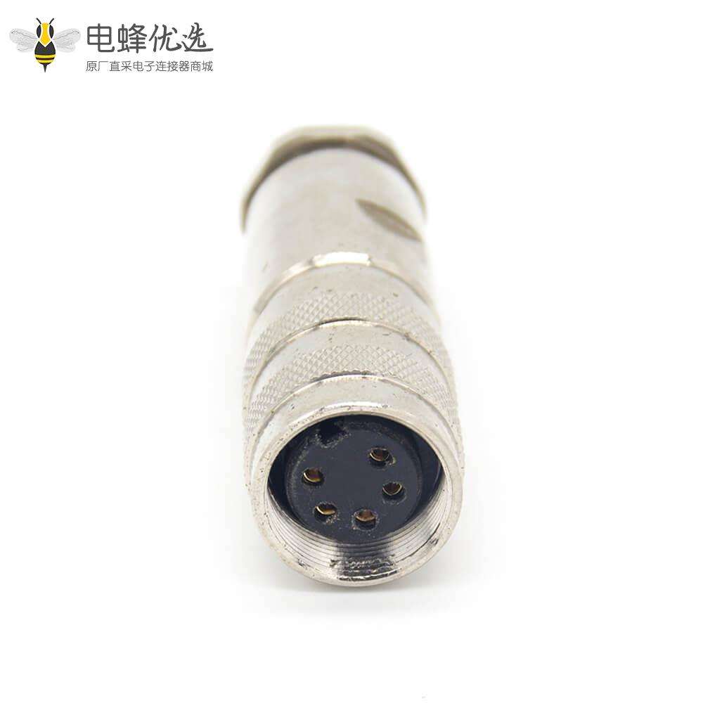 5芯工业插头接线 M16直式电缆母头连接器