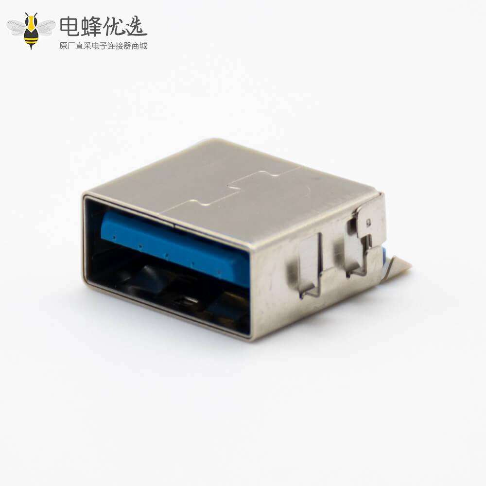 USB3.0 接口A型9芯母头板下沉板双屏蔽外壳