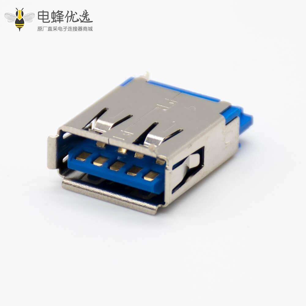 USB typeA母头直式9芯有卷边焊接接线贴板安装连接器