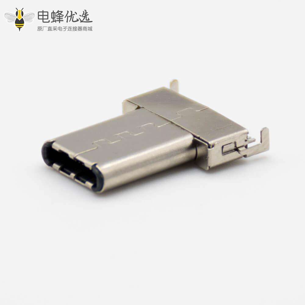 USB C USB3.0直式24芯公头雾锡黑色LCP面板安装连接器