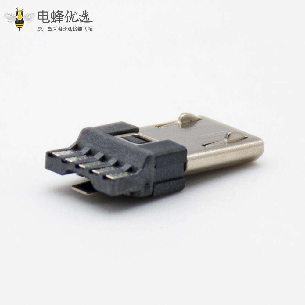 micro公头B型连接器焊线式5芯 贴板PCB板安装
