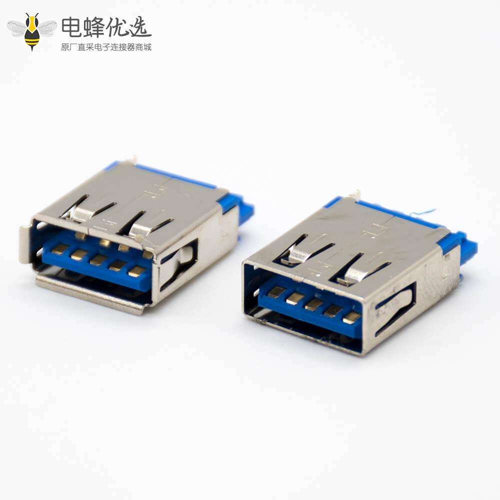 USB typeA母头直式9芯有卷边焊接接线贴板安装连接器