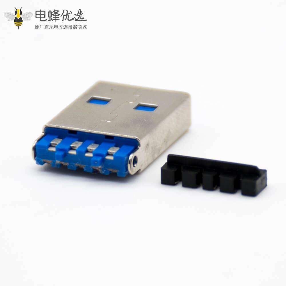 typeA接口USB公头直式9芯焊接式接线带线卡