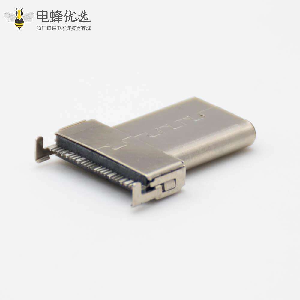 USB C USB3.0直式24芯公头雾锡黑色LCP面板安装连接器