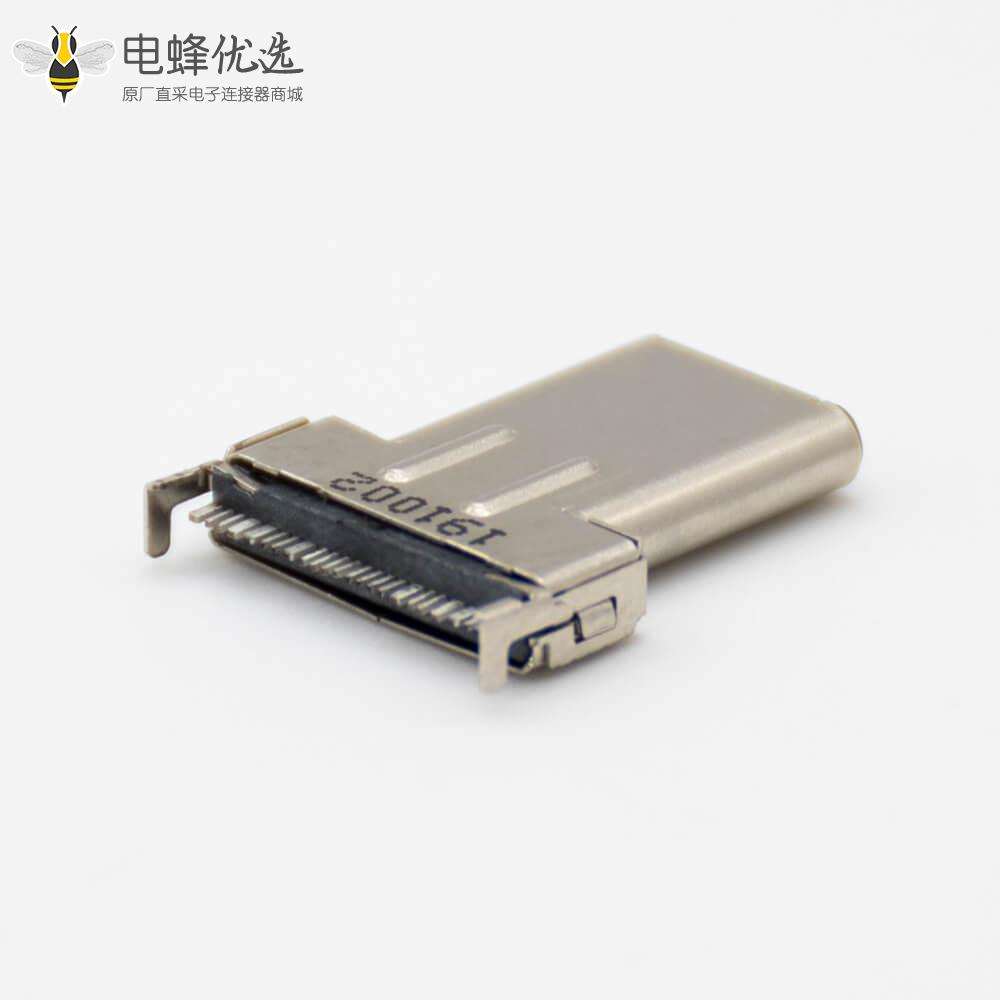 USB C USB3.0直式24芯公头雾锡黑色LCP面板安装连接器