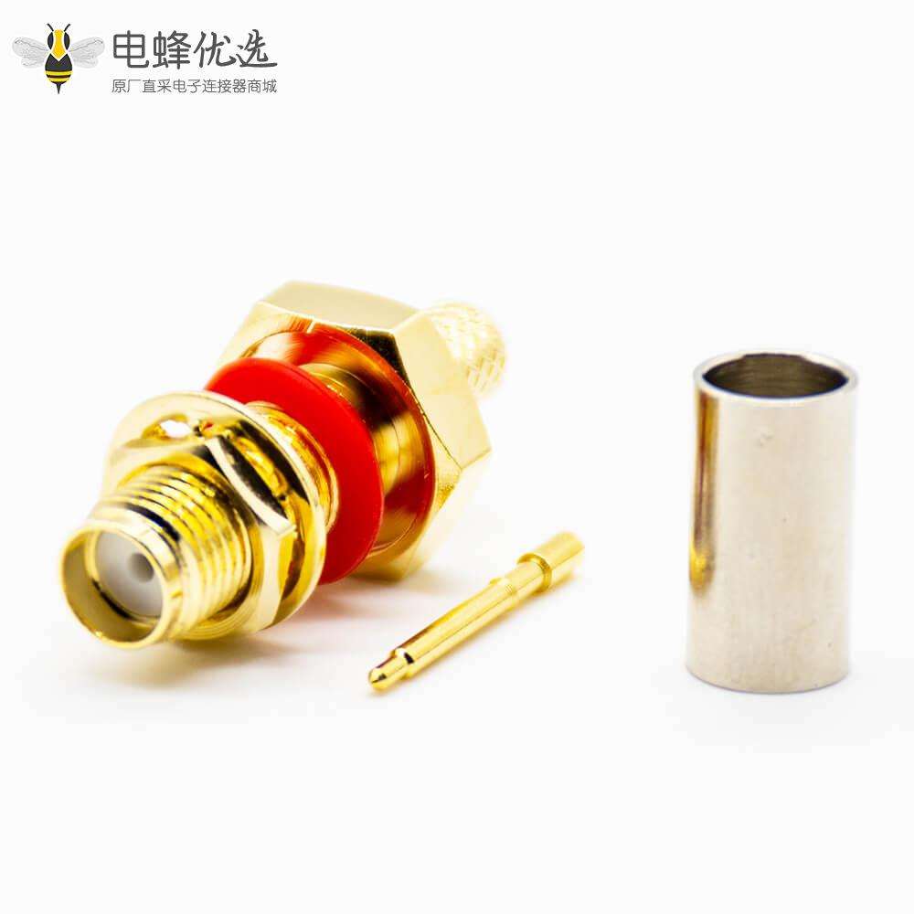 RP-SMA防水母头直式接线LMR200压接前锁连接器