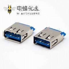 USB typeA母头直式9芯有卷边焊接接线贴板安装连接器