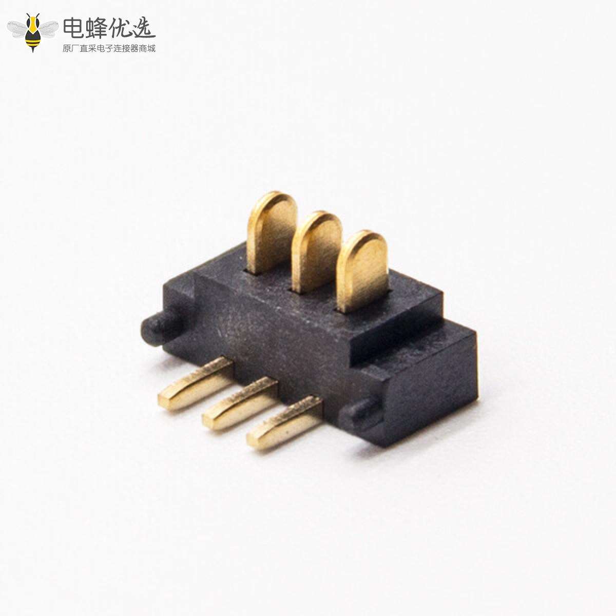 电池座连接器3芯公头弯式连接器插孔PCB板安装