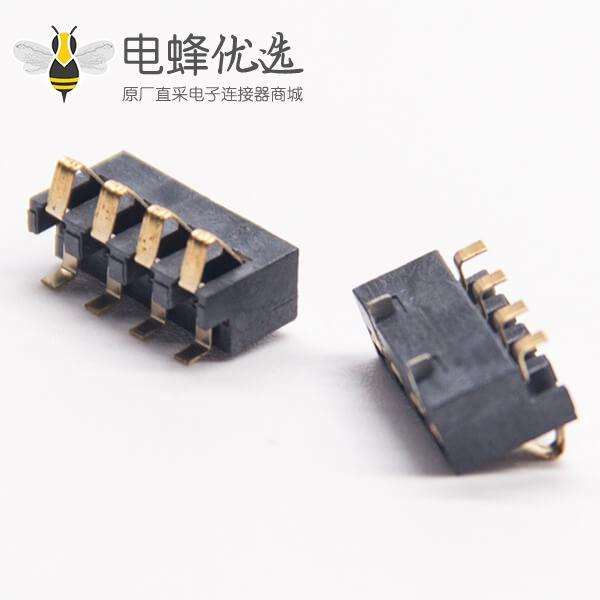 弹片式连接器贴片安装接PCB板4芯PH2.5镀金母电池座