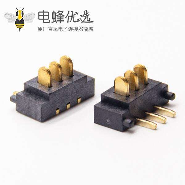 电池座连接器3芯公头弯式连接器插孔PCB板安装