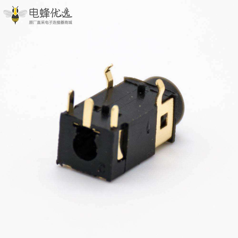 DC耳机插座6.0*3.6mm弯式插孔不带屏蔽母头贴片焊接电源连接器