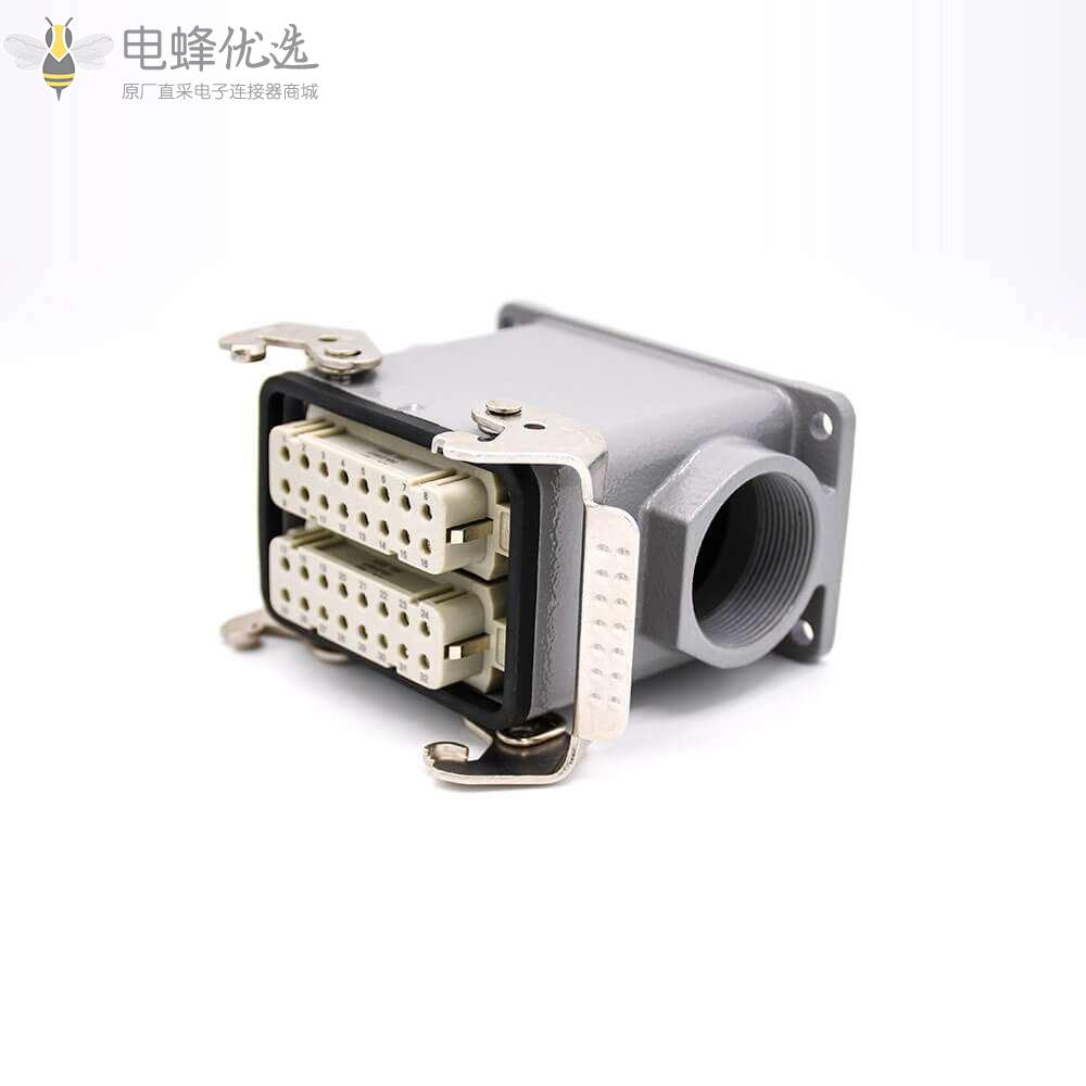 重载矩形连接器32芯公母对接加高型表面安装高结构顶出口铁扣H32A外壳PG29