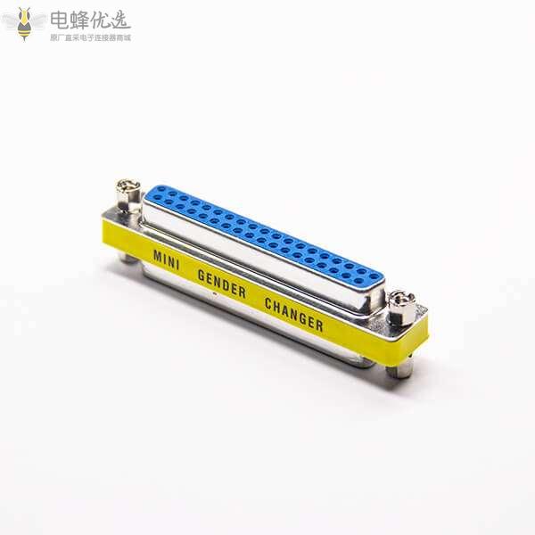 D-Sub车针连接器标准金属37芯母转母180°转接头