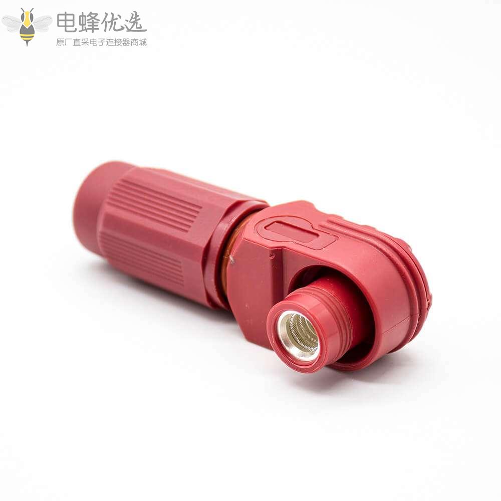 单芯防水连接器400A弯式插头塑料IP67红色14mm接线