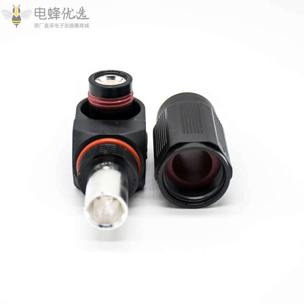 新能源高压防水大电流连接器公插头直角单芯12mm黑色350A塑料IP67