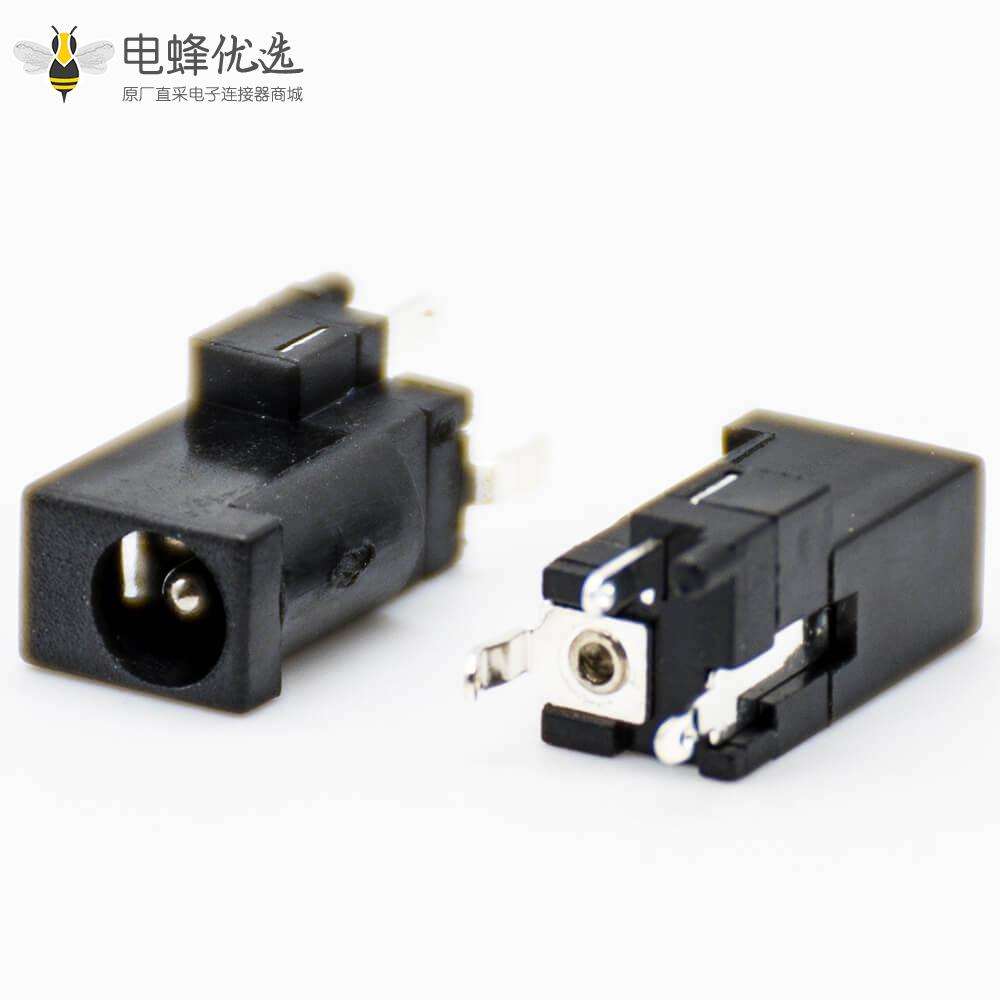 DC直流电源插座公插座插孔贴片焊接直式不带屏蔽黑色塑料连接器