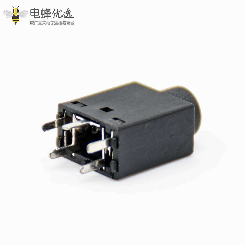 充电器DC电源插座直式母头插孔黑色塑料不带屏蔽贴片焊接