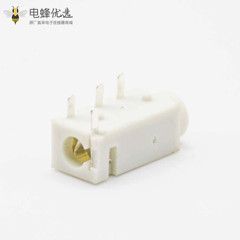 电源接口插座塑料白色母头插孔弯式贴片焊接不带屏蔽DC连接器