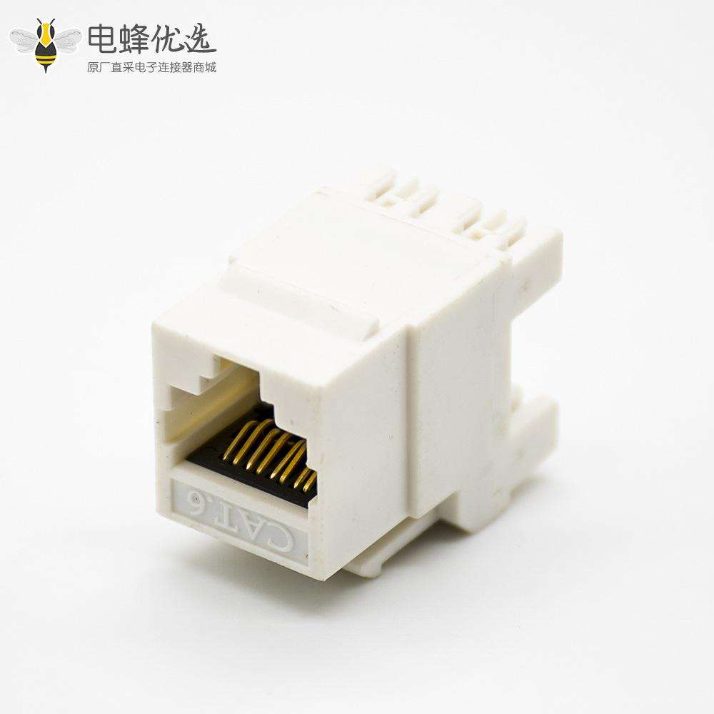 六类180度非屏蔽RJ45模块Cat6单端口触头镀金插孔