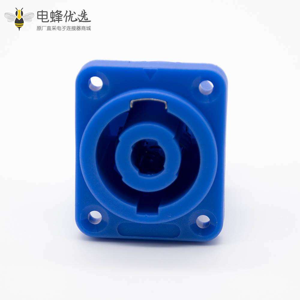 音响电源插座冲电插座蓝色4孔法兰面板安装直式