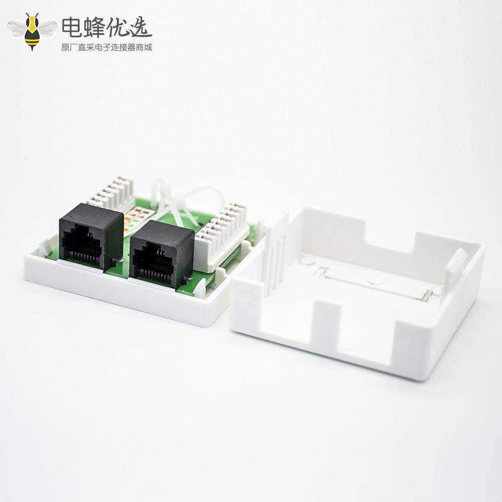 RJ45插座双口8P8C非屏蔽PCB板安装CAT6桌面网络接口