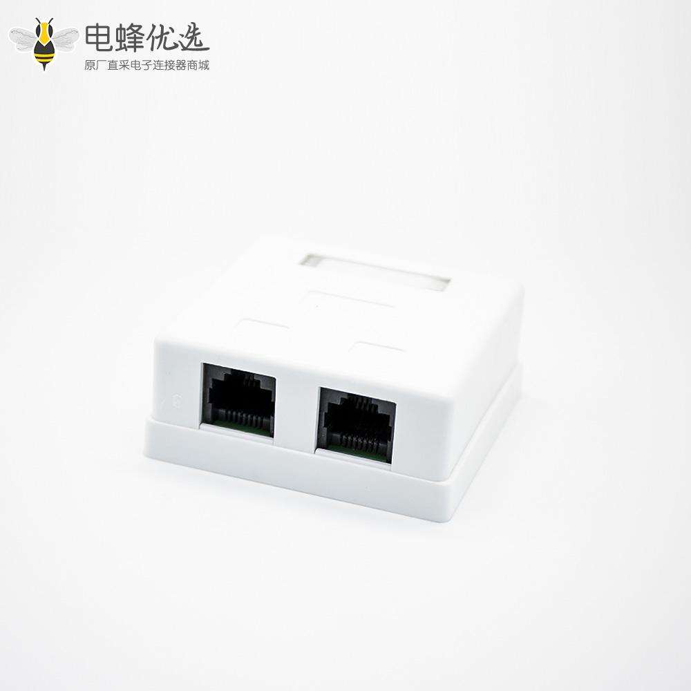 RJ45插座双口8P8C非屏蔽PCB板安装CAT6桌面网络接口