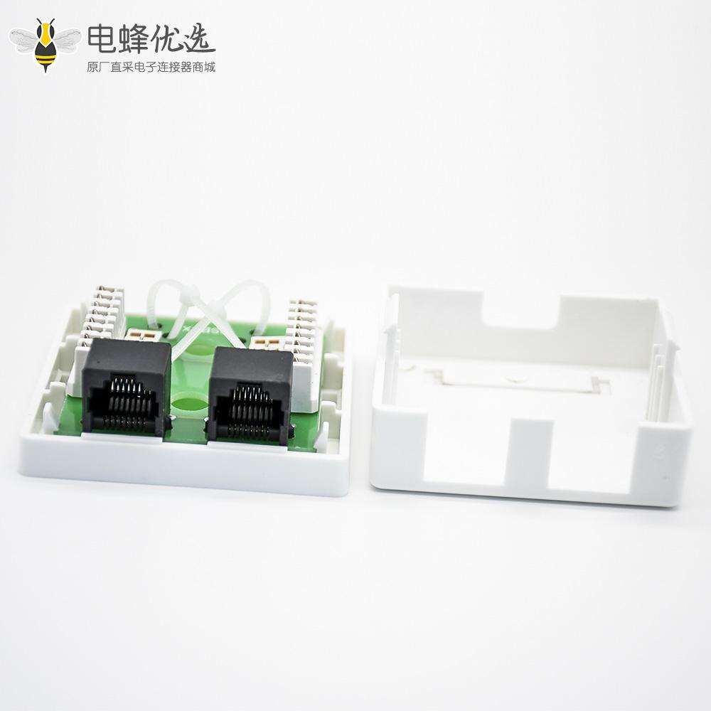 RJ45插座双口8P8C非屏蔽PCB板安装CAT6桌面网络接口