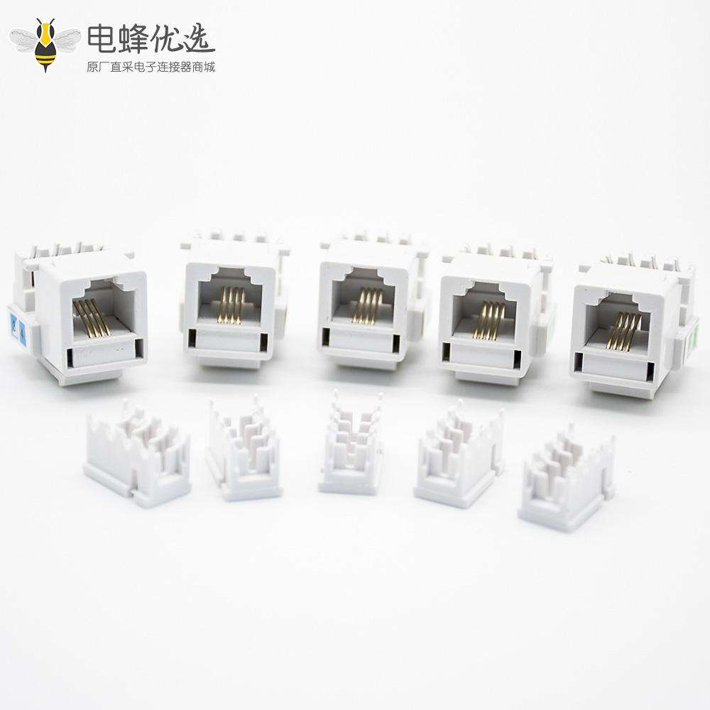 RJ11模块单端口4芯CAT3电话模块PCB板安装非屏蔽网络连接器