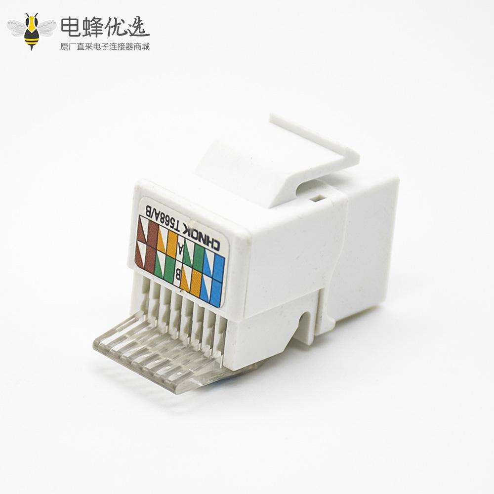 RJ45母座8芯单端口弯式插孔非屏蔽超五类免打模块