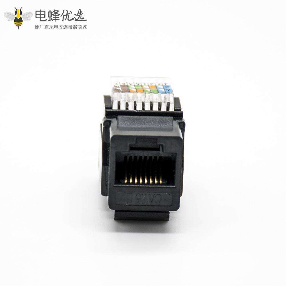 RJ45接口8芯单端口弯式触头镀金插孔六类非屏蔽模块化连接器