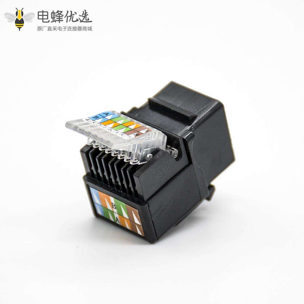 RJ45接口8芯单端口弯式触头镀金插孔六类非屏蔽模块化连接器