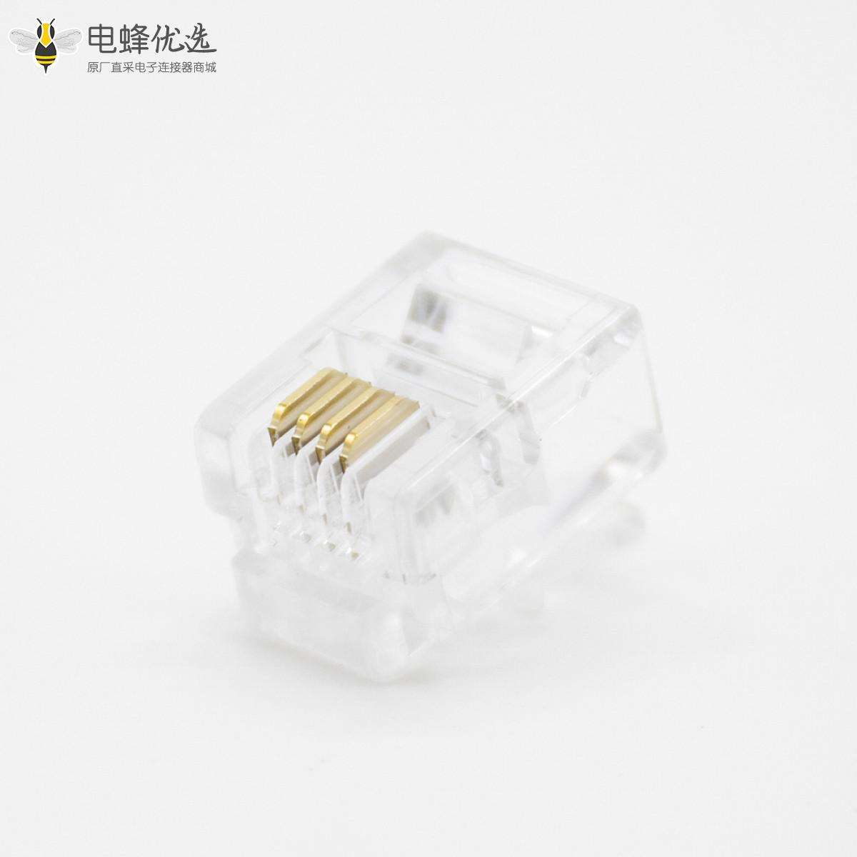 电话水晶头RJ11RJ12用于CAT3电缆4芯非屏蔽插头