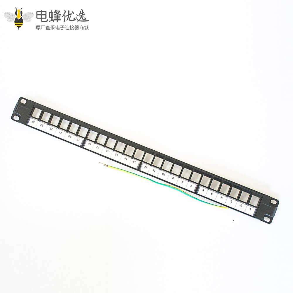 RJ45配线架24端口带RJ45梯形插孔19英寸不带屏蔽用于CAT6A CAT6 CAT5E