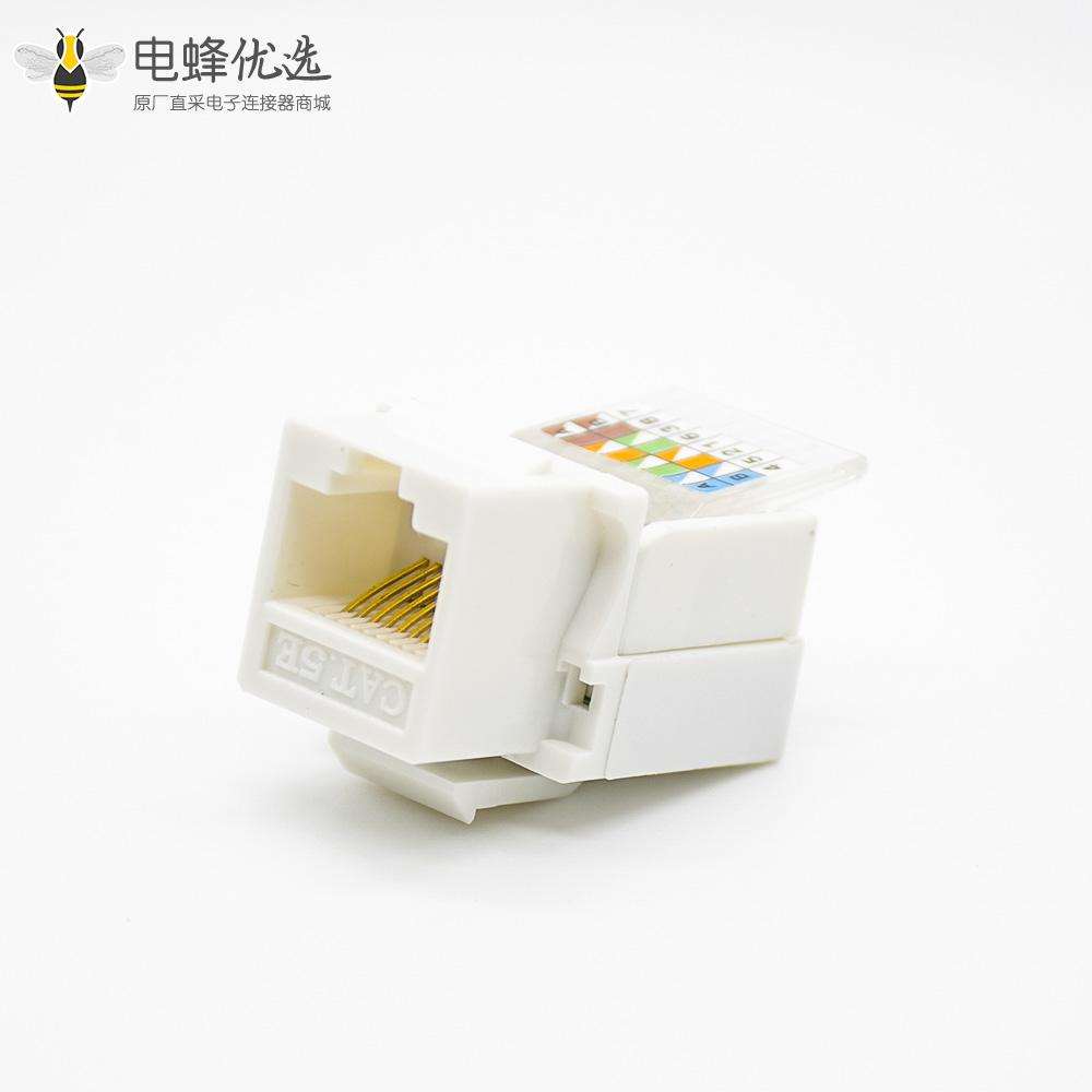 RJ45接口触头镀金弯式面板安装用于超五类线材8P8C单端口插座