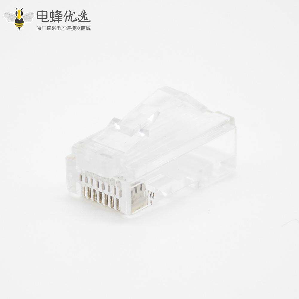 RJ45型网线插头不带屏蔽8芯直式用于CAT5 Cat5E Cat6 Cat7 Cat8