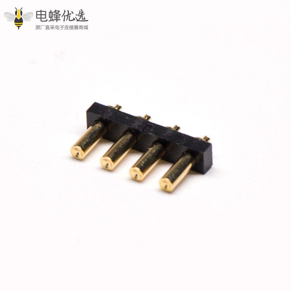 Pogopin弹簧连接器多Pin系列T型黄铜镀金4芯3MM单排