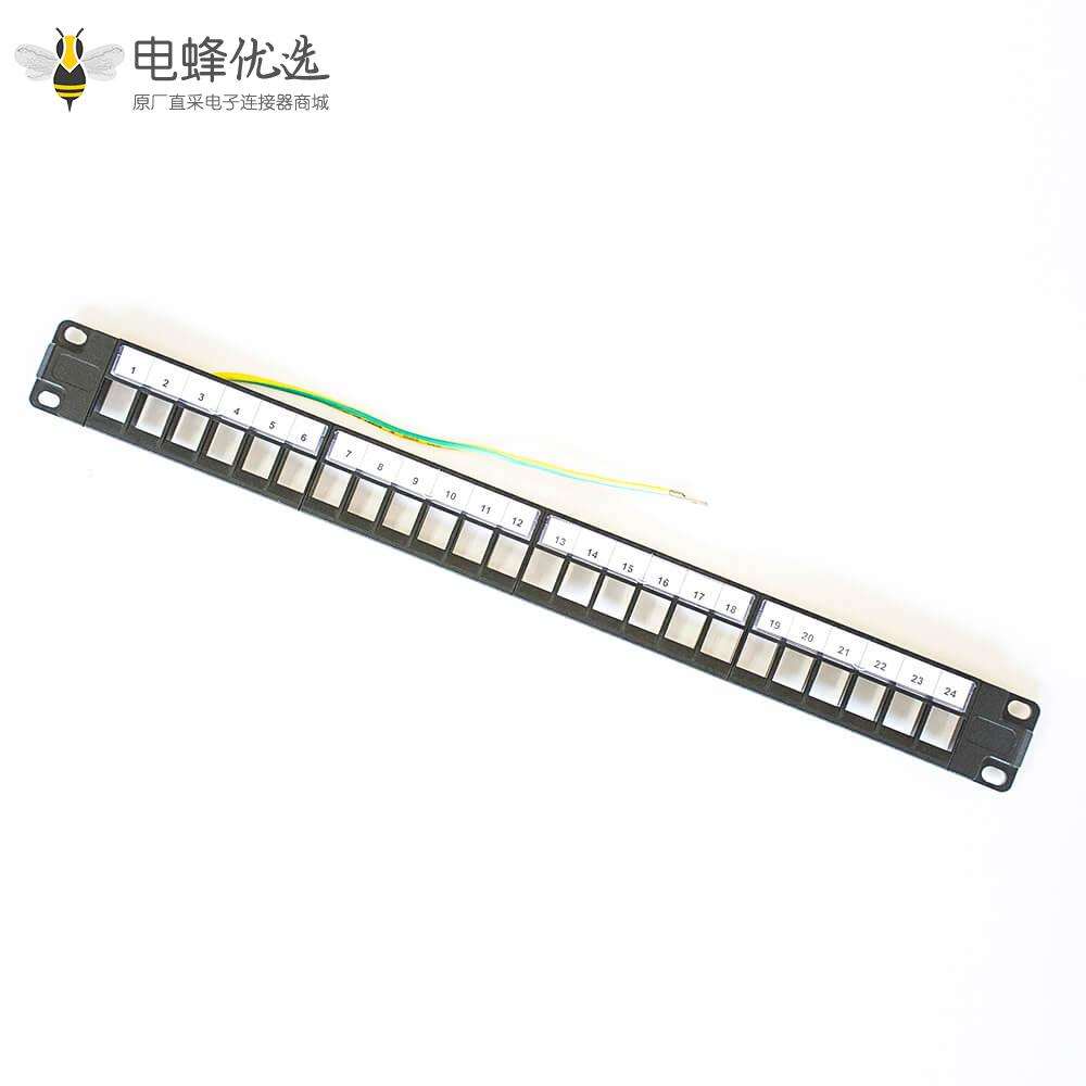 RJ45配线架24端口带RJ45梯形插孔19英寸不带屏蔽用于CAT6A CAT6 CAT5E