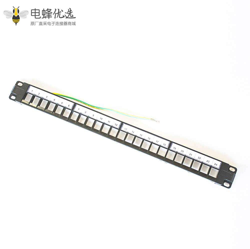 RJ45配线架24端口带RJ45梯形插孔19英寸不带屏蔽用于CAT6A CAT6 CAT5E