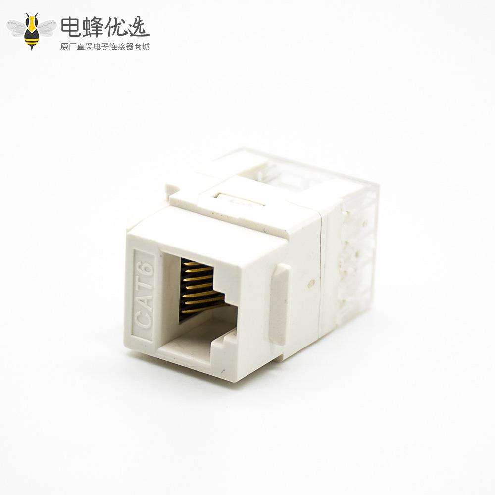 CAT6网络模块8P8C直式180°非屏蔽单端口触头镀金RJ45插座