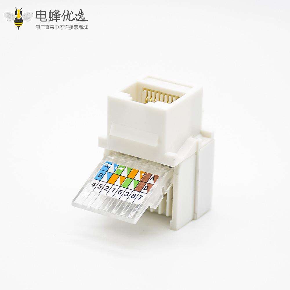 RJ45接口触头镀金弯式面板安装用于超五类线材8P8C单端口插座