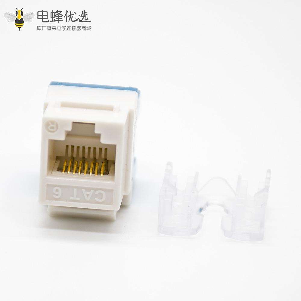 RJ45插座六类线材梯形插孔双IDC类型直式不带屏蔽网络模块