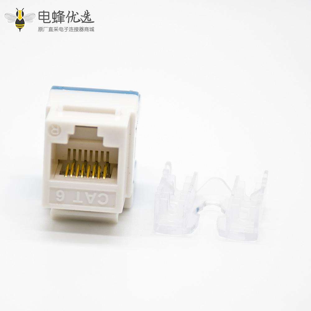 RJ45插座六类线材梯形插孔双IDC类型直式不带屏蔽网络模块