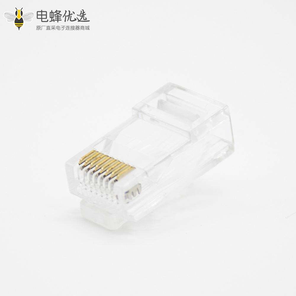 RJ45型网线插头不带屏蔽8芯直式用于CAT5 Cat5E Cat6 Cat7 Cat8