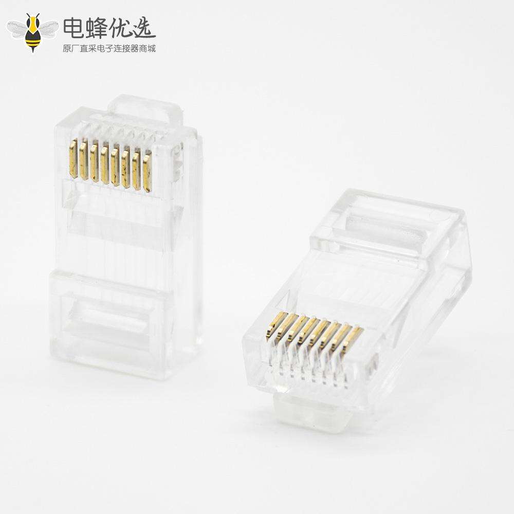 RJ45型网线插头不带屏蔽8芯直式用于CAT5 Cat5E Cat6 Cat7 Cat8